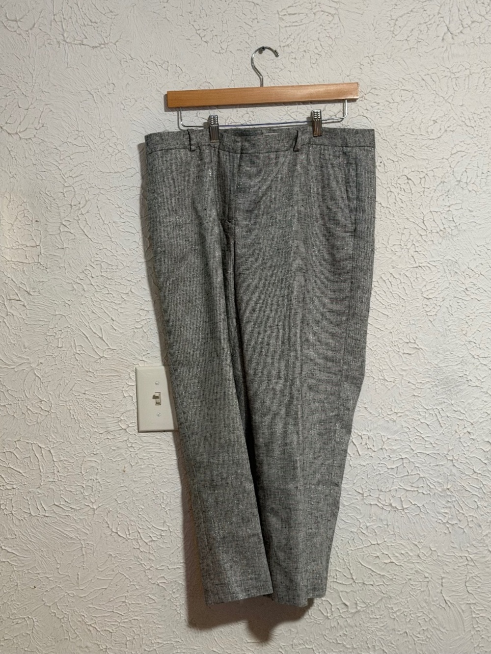 LOFT Gray Metallic Linen Blend Straight Leg Dress Pants 12
